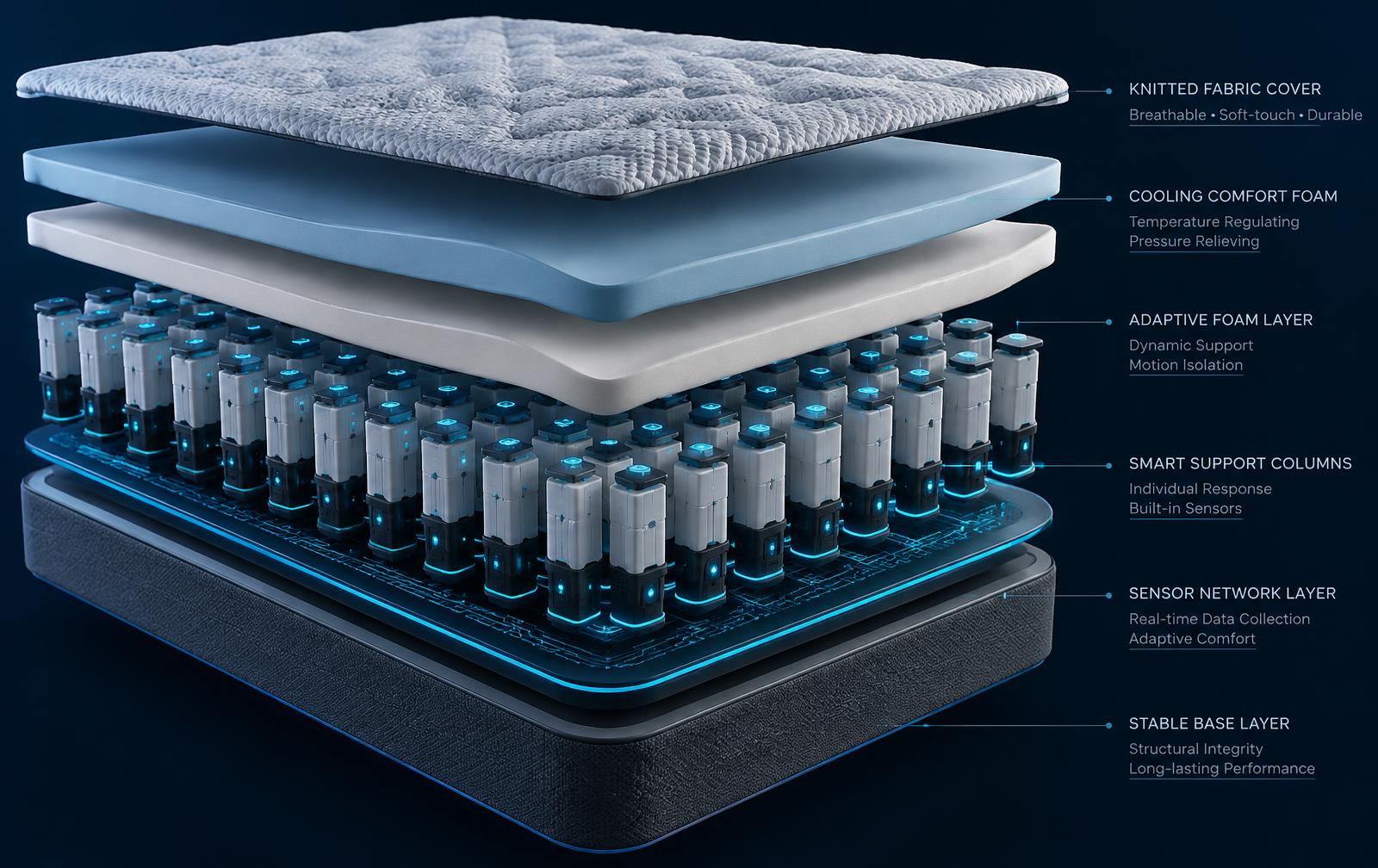 Exploded view of the HEKA AI Mattress